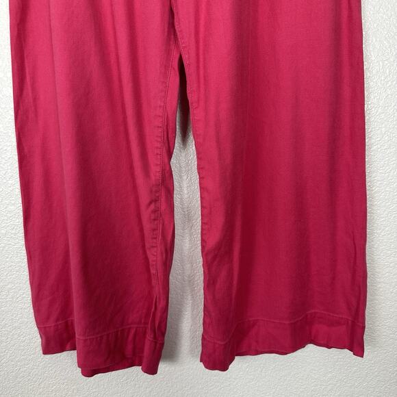 Anthropologie Maeve Colette Pants Petite 31 Pink Linen Blend Crop Wide-Leg - Picture 5 of 13